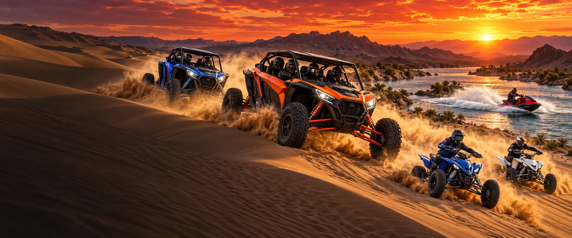 Side-by-side vehicles at the dunes