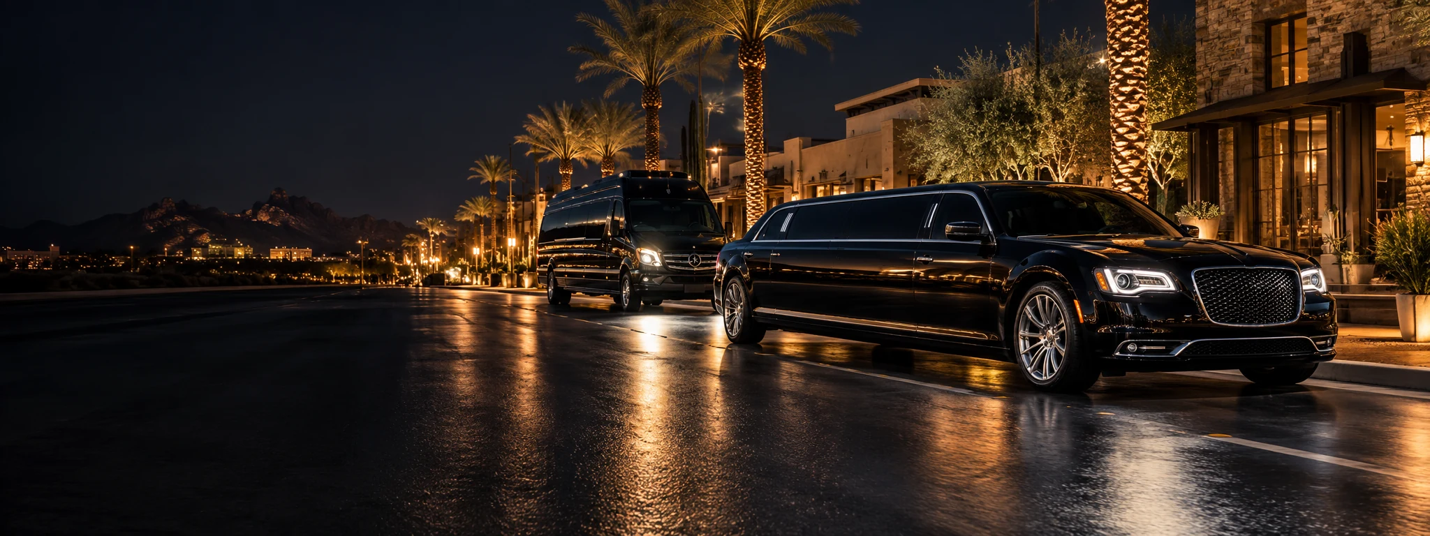 Limousine in Scottsdale at night